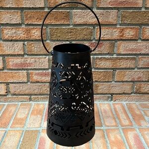 🆕 Ruff Hewn TALL Bronze Cutout Iron Lantern Candle Holder Rustic Indoor/Outdoor